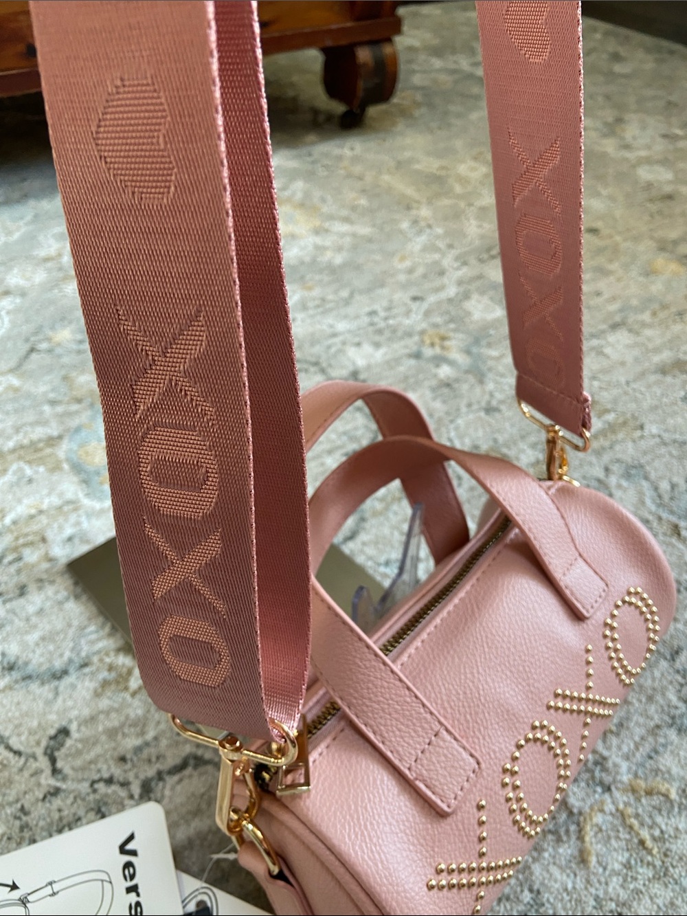 XOXO Blush Pink Studded Barrel Mini Crossbody - Picture 6 of 13